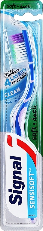 Мягкая зубная щетка, синяя с сиреневым - Signal Sensisoft Clean Soft — фото N1