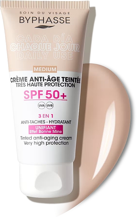 Тонирующий антивозрастной крем - Byphasse Tinted Anti-Aging Cream SPF50 — фото N1