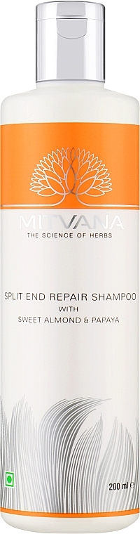 Шампунь для відновлення посічених кінчиків волосся, із солодким мигдалем і папаєю - Mitvana Split End Repair Shampoo — фото N1