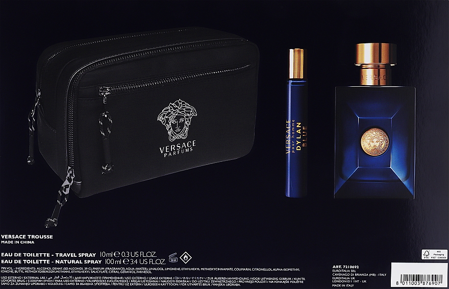 Versace Dylan Blue Pour Homme Set - Набор (edp/100ml + edt/mini/10ml + bag/1pc) — фото N4