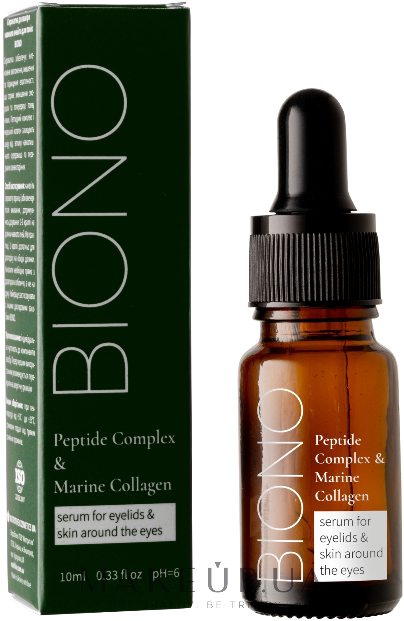 Сыворотка для кожи вокруг глаз и век - Biono Peptide Complex & Marine Collagen Serum For Eyelids & Skin Around The Eyes — фото 10ml