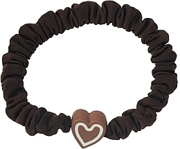 Резинка для волосся "Жатка із сердечком", темно-коричнева - Lolita Accessories — фото N1