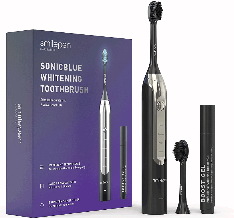 Електрична зубна щітка - SwissWhite Smilepen SonicBlue Whitening Toothbrush — фото N1