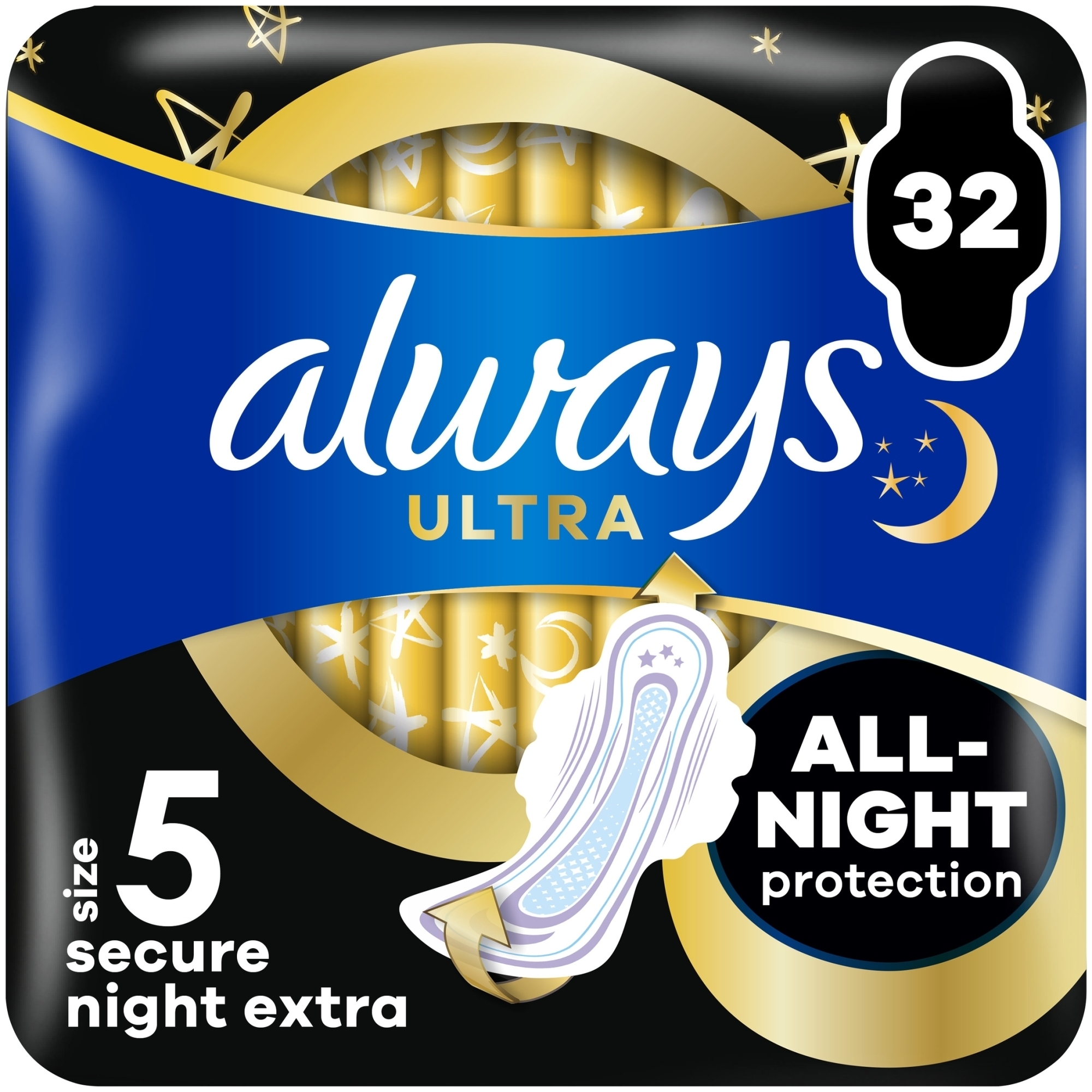 Гігієнічні прокладки розмір 5, 32 шт. - Always Ultra Secure Night Extra — фото 36шт