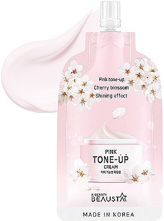 Освежающий крем для лица с экстрактом белых цветов - Beausta Pink Tone-Up Cream