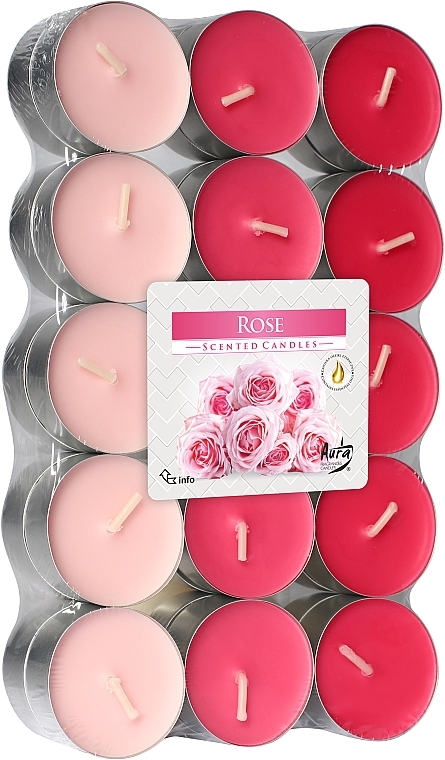 Чайные свечи "Роза", 30 шт. - Bispol Rose Scented Candles — фото N1