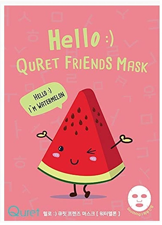Тканевая маска с экстрактом арбуза - Quret Hello Friends Watermelon Sheet Mask — фото N1