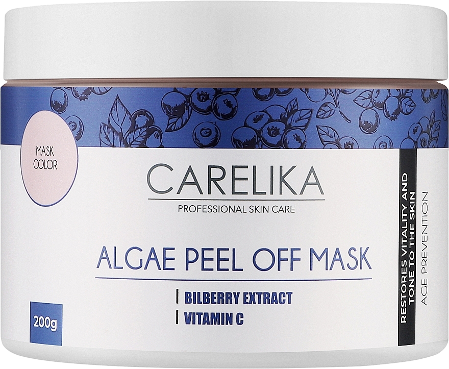 Альгінатна маска на основі водоростей з чорницею та вітаміном C - Carelika Algae Peel Off Mask — фото N1