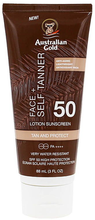 Солнцезащитный лосьон для лица - Australian Gold Face + Self Tanner Lotion Sunscreen SPF50 — фото N1