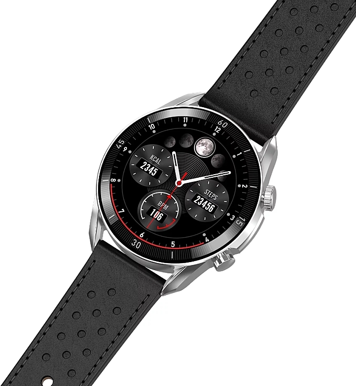 Чоловічий смарт-годинник, срібло + чорний ремінець - Garett Smartwatch V10 — фото N4