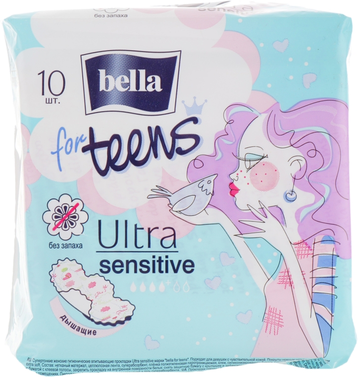 Прокладки For Teens Sensitive Extra Soft, 10 шт - Bella