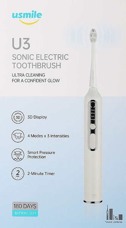 Электрическая зубная щетка U3, белая - Usmile Sonic Electric Toothbrush U3 Sunlight White — фото N1