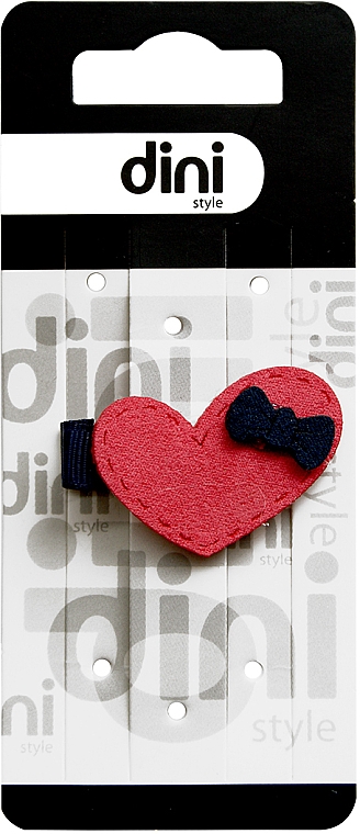 Заколка для волос "Сердце с бантиком", d-449 - Dini Hand Made — фото N1