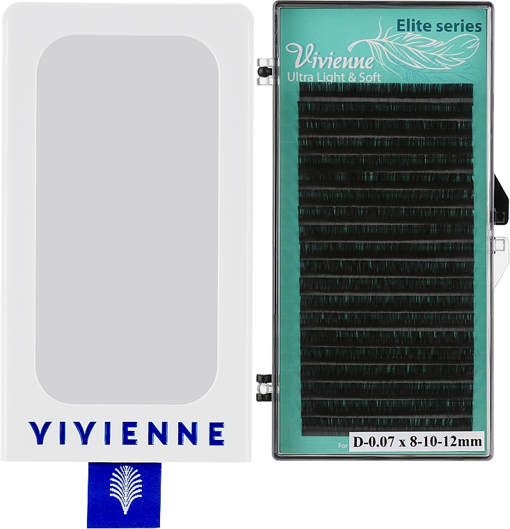 Накладные ресницы "Elite. Антиплавная линия", черные, 20 линий (0,07, D, 8, 10, 12) - Vivienne — фото N1