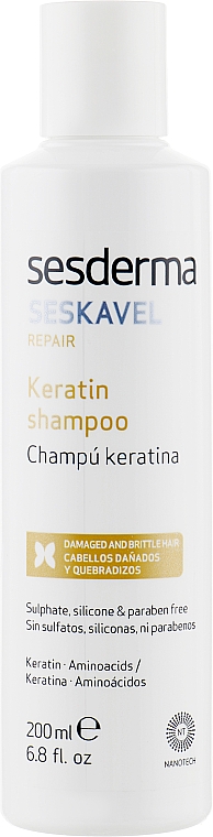 Восстанавливающий шампунь с кератином - SesDerma Laboratories Seskavel Repair Keratin Shampoo — фото N2