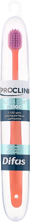 Зубная щетка "Ultra Soft" 512063, оранжевая с розовой щетиной, в кейсе - Difas Pro-Clinic 5100 — фото N1