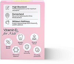 Витамин Д3 1000 UI, 60 капсул - Perla Helsa Vitamin D3 1000 UI Happy Sunny Kids Dietary Supplement — фото N2