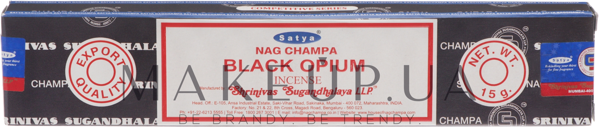 Благовония "Чёрный опиум" - Satya Black Opium Incense — фото 15g