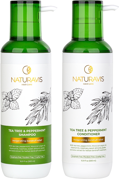 Набір: шампунь і кодиціонер "Tea Tree & Peppermint" - Naturavis Tea Tree & Peppermint Shampoo & Conditioner Set (shm/500ml + cond/500ml) — фото N2