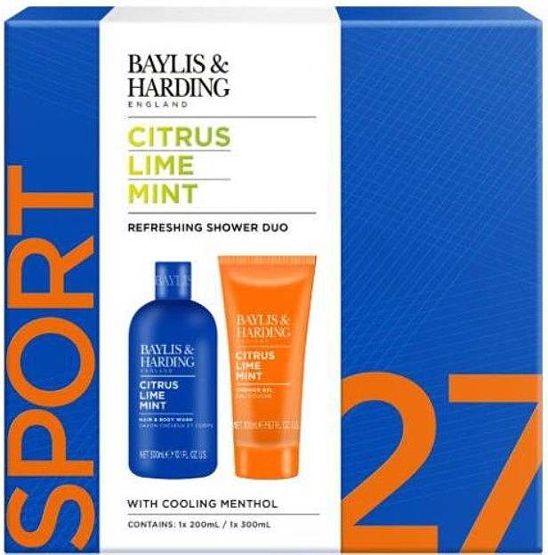 Набор - Baylis & Harding Citrus Lime & Mint Sport (sh/gel/200ml + h/b/wash/300ml) — фото N1