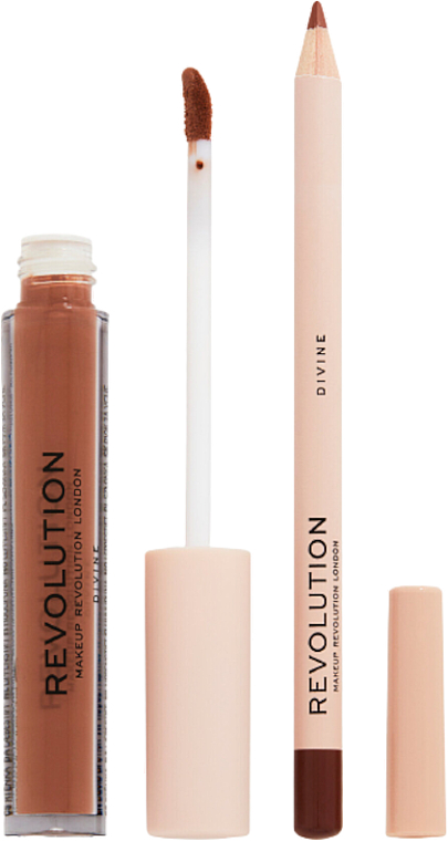 Набор для макияжа губ - Makeup Revolution Lip Contour Kit Divine (lip/gloss/3ml + lip/pencil/1g) — фото N3