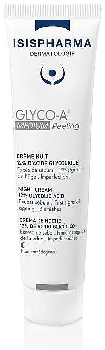Ночной крем-пилинг с 12% гликолевой кислоты - Isispharma Glyco-A Night Cream 12% Glycolic Acid Medium Peeling — фото N1