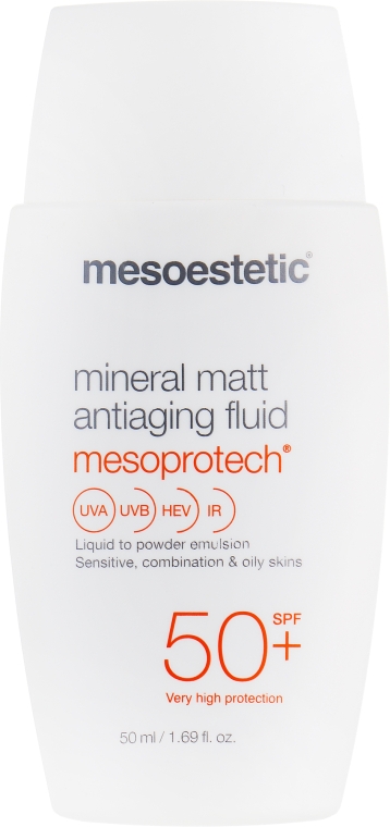 Мінеральна матувальна антивікова сироватка - Mesoestetic Mesoprotech Mineral Matt Antiaging Fluid SPF 50+ — фото N2
