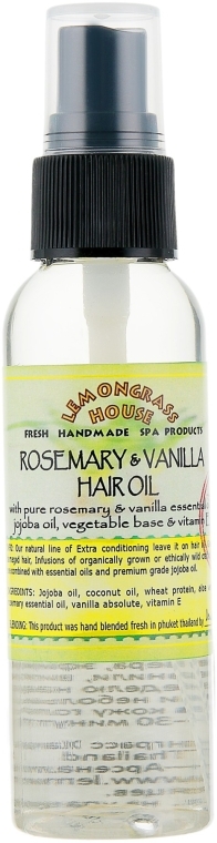 Масло для волос "Розмарин и Ваниль" - Lemongrass House Rosemary & Vanilla Hair Oil