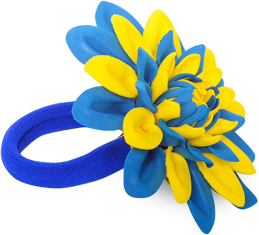Резинка для волосся ручної роботи "Жовто-блакитна жоржина" - Katya Snezhkova
