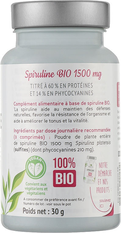 Biocytе зі спіруліною: Тонус і бадьорість (містить 14% фікоціаніну, потужного антиоксиданту) - Biocyte Spiruline BIO — фото N2