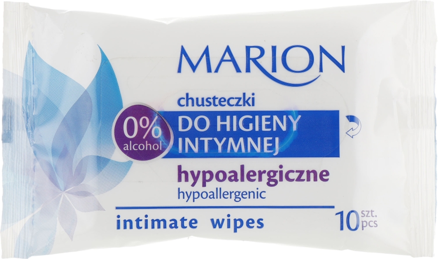 Серветки для інтимної гігієни, гіпоалергенні, 10 шт. - Marion — фото N1