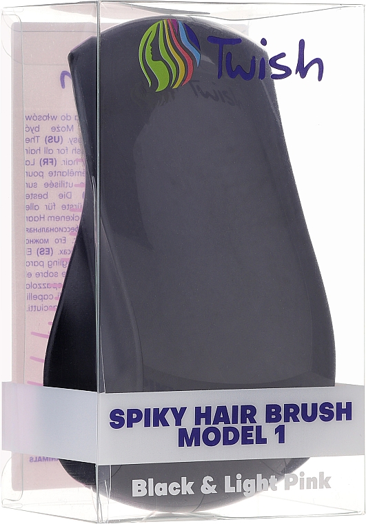 Щітка для волосся, чорна з ніжно-рожевим - Twish Spiky 1 Hair Brush Black & Light Pink — фото N3