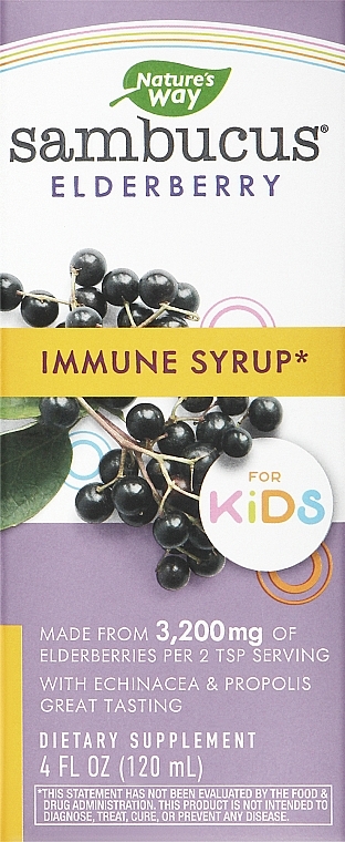 УЦЕНКА Сироп для детей "Бузина" - Nature's Way Sambucus Elderberry Immune Syrup * — фото N1