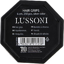 Невидимки прямі для волосся 6 см, сріблясті - Lussoni Hair Grips Silver — фото N2