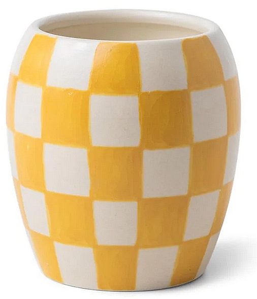 Ароматична свічка "Золота амбра", жовта - Paddywax Checkmate Porcelain Candle Orchre Golden Amber — фото N1