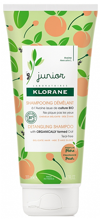 Персиковий шампунь - Klorane Junior Peach Detangling Shampoo — фото N1