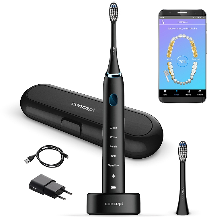 Электрическая звуковая зубная щетка с футляром ZK5001, черная - Concept Perfect Smile Sonic Electric Toothbrush — фото N1