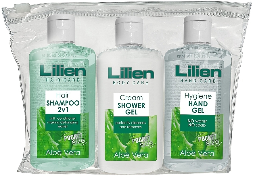 Набор - Lilien Travel Set Of Cosmetics (sh/cond/100ml + sh/gel/100ml + h/gel/100ml) — фото N1
