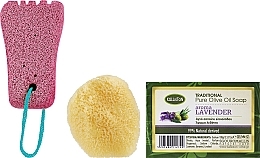 Набір, мило з ароматом лаванди - Kalliston (soap/100g + stone/1pcs + sponge/1pcs) — фото N2