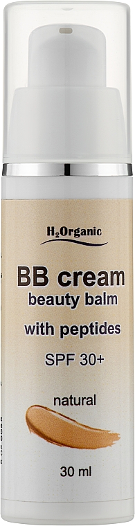 Сонцезахисний зволожувальний ВВ-крем для обличчя - H2Organic BB Cream Beauty Balm With Peptides SPF 30+ — фото N1