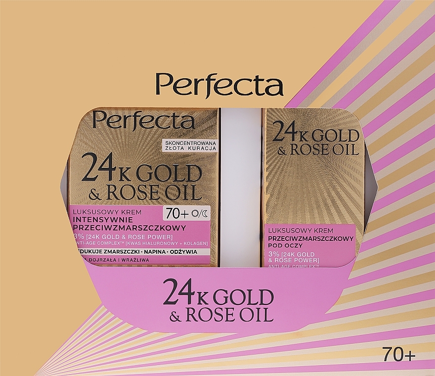 Набор - Perfecta 24K Gold & Rose Oil 70+ (f/cr/50ml + eye/cr/15ml) — фото N1