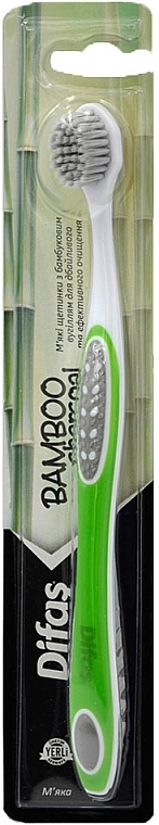 Зубная щетка с бамбуковым углем 512575, мягкая, зеленая с белым - Difas Pro-Сlinic Bamboo Charcoal — фото N3