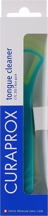 Набір скребків для язика, СТС 203, бірюзовий+жовтий - Curaprox Tongue Cleaner — фото N1