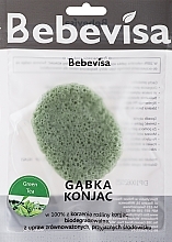 Спонж для вмивання, овальний "Зелений чай" - Bebevisa Konjac Sponge — фото N1