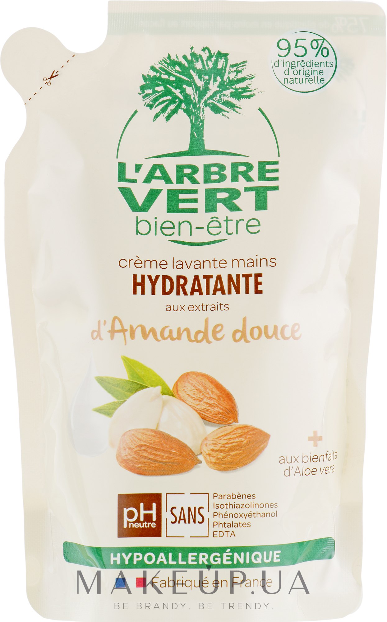 Крем-мило для рук "Мигдаль" - L'Arbre Vert Hand Wash Almond Bio (дой-пак) — фото 300ml