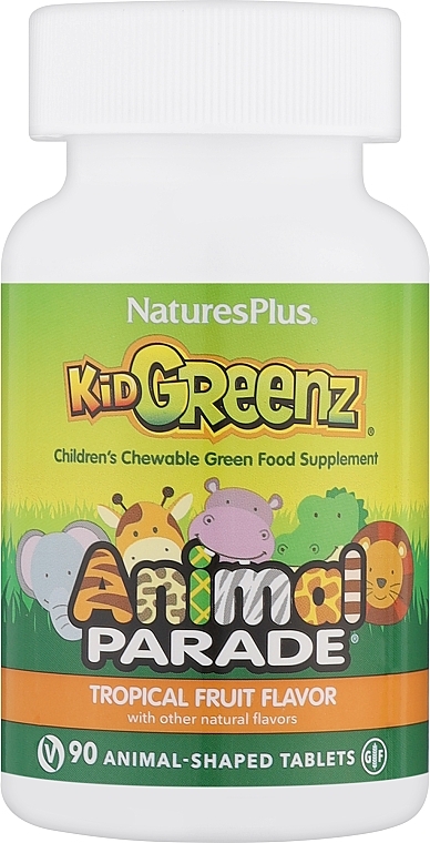 Комплекс із зелених суперфудів для дітей, тропічні фрукти - NaturesPlus Animal Parade Kid Greenz — фото N1