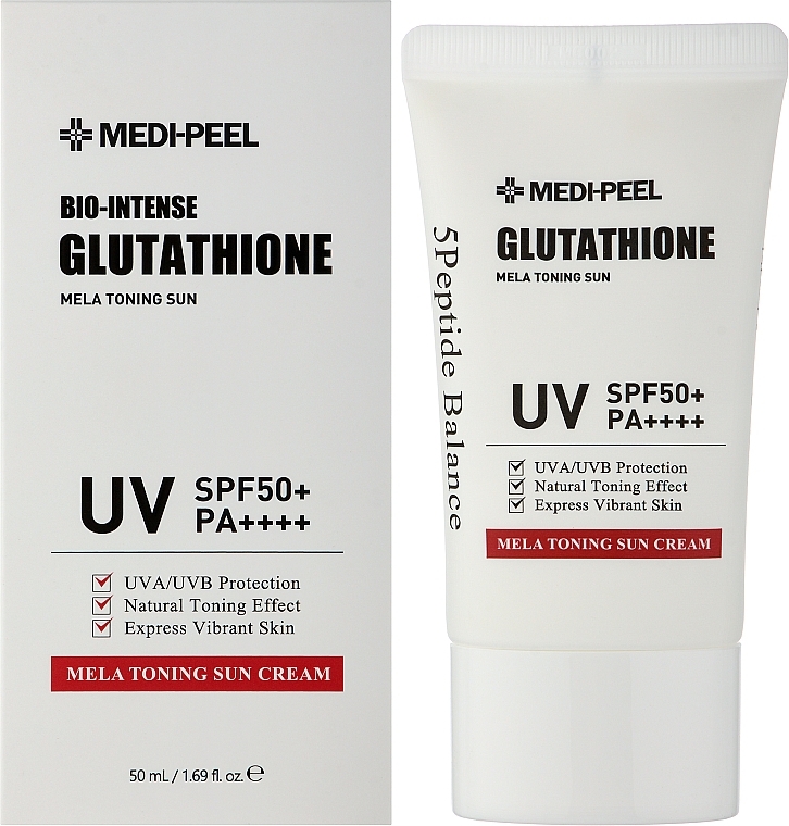 Отбеливающий солнцезащитный крем для лица - MEDIPEEL Bio-Intense Glutathione Mela Toning Sun Cream SPF50+ PA+++ — фото N2