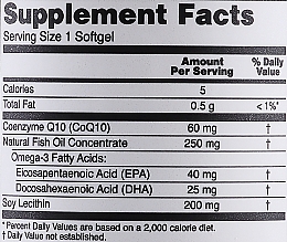 Коэнзим Q10, 60 мг, 60 гелевых капсул - Now Foods CoQ10 With Omega-3 — фото N3