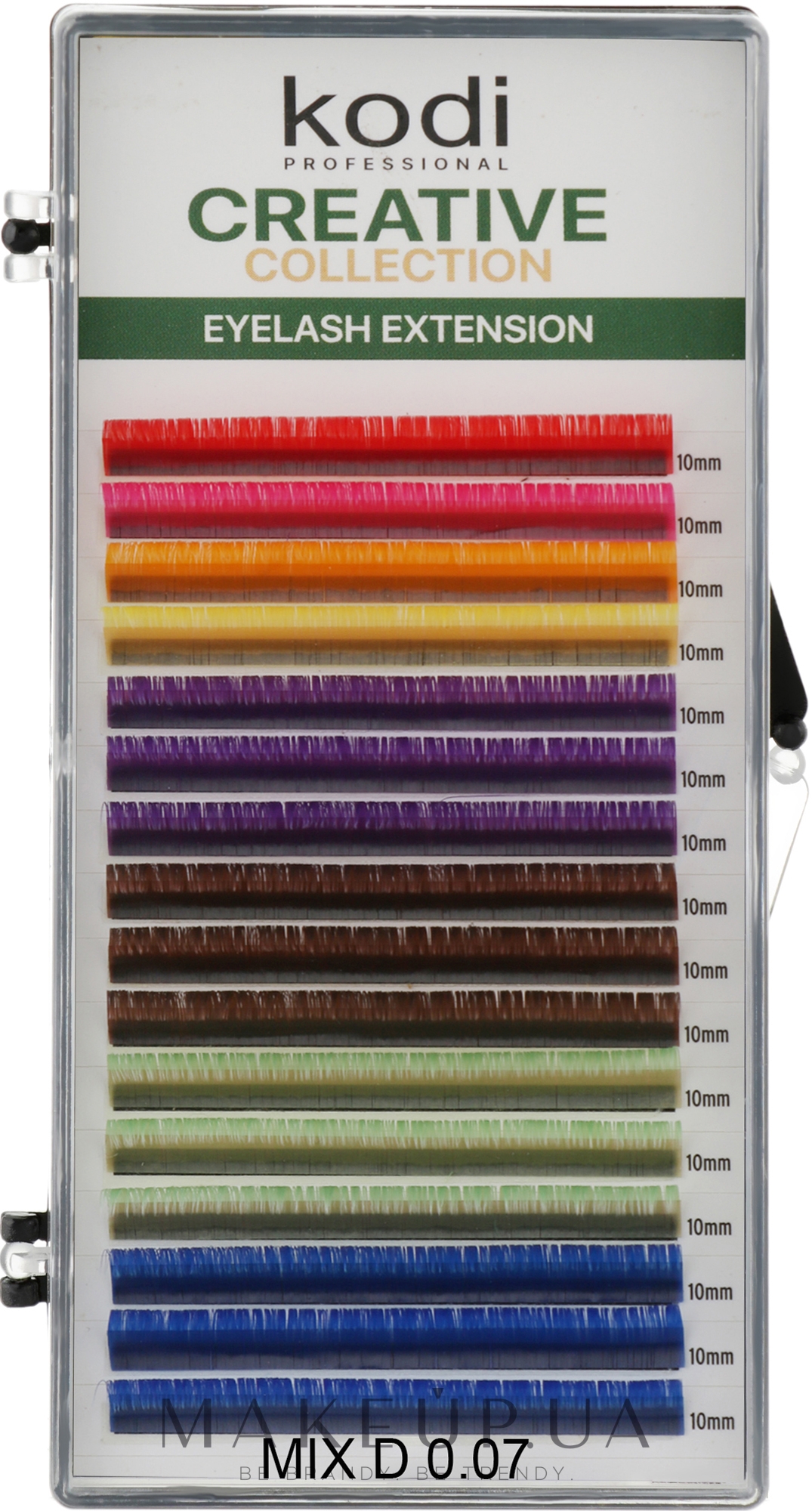 Накладные ресницы цветные Creative Collection D 0.07 (16 рядов: 10 мм) - Kodi Professional — фото 1уп
