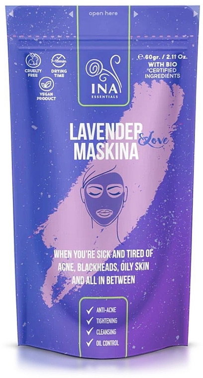 Глиняная маска для лица c лавандой - Ina Essentials Lavender Maskina — фото N1